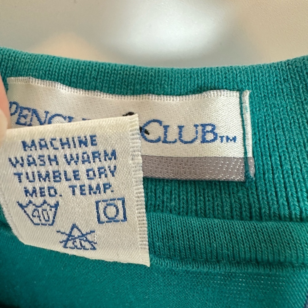 Vintage Penguin Club Vertical Stripe Polo Mens XL Teal Made in USA - Picture 6 of 8